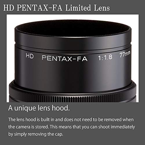 Pentax HD 77mmF1.8 Limited Black Limited Medium telephoto Prime Lens, High-Performance HD Coating, Round Diaphragm (27880)