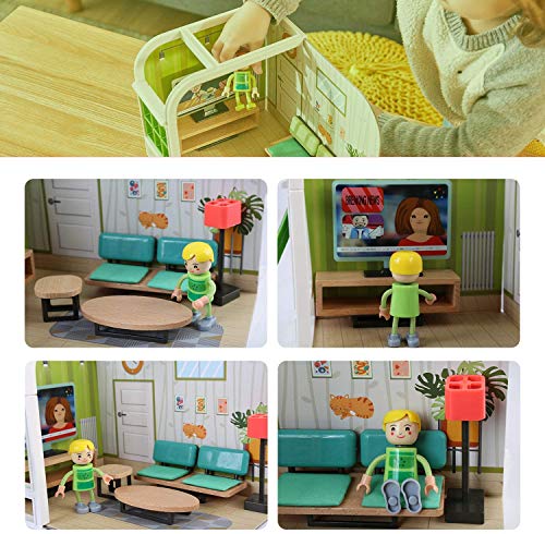 Omotiya 3-6 Years Old Little People House, Toddler Diy Miniature Dollhouse Kit With Furniture, Little People Dollhouse, Pretend Play Mini Toddler Dollhouse Kit Wooden Toys, Great Gift For Kids #TOP2