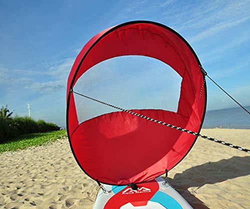 Diintor 42inch Wind Sail, Fold-able Downwind Sail for Kayaks, Canoes, Inflatable Boats, Paddle Board (Red)