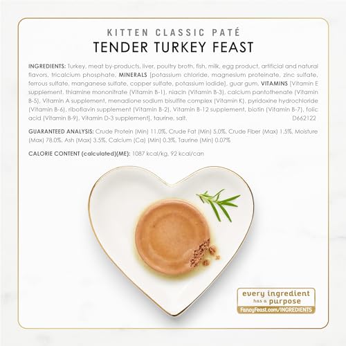 Image of Purina Fancy Feast Kitten Tender Ocean Whitefish Feast and Tender Turkey Feast Wet Kitten Food Variety Pack - (2 Packs of 12) 3 oz. Cans