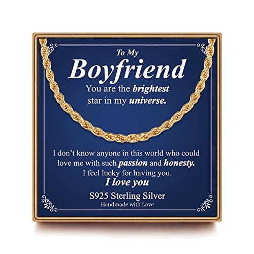 IEFLIFE Father's Day Gifts for Boyfriend - Boyfriend Gifts, S925 Sterling Silver Chain Boyfriend Birthday Anniversary Father's Day Gifts Present Boyfriend Gold Chain Jewelry Gifts