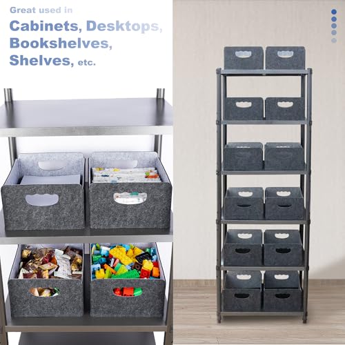 BEHONA Filzkorb Aufbewahrungskorb aus Filz, Organizer Box für Schrank & Regal, Faltbarer Aufbewahrungskorb, Filzbox für Zuhause und Büro, Schwarz-grau ( 1 Stück )