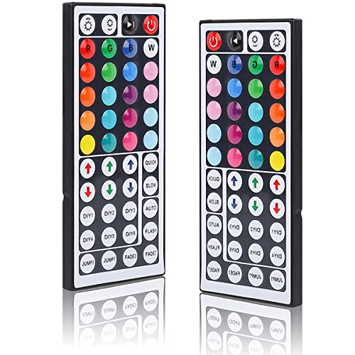 BZONE 44 Key RGB LED IR Remote Control 2 Pack LED Light Remote Replacement Controller Wireless Dimmer for 3528 2835 5050 RGB LED Strip Lights