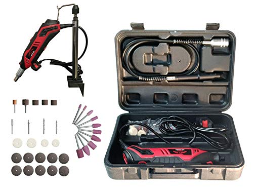 Rotary Multi Tool Kit Variable Speed 10000-35000 RPM for Cutting, Carving, Sanding, Drilling, Polishing, Routing, Sharpening, Grinding Stand and 40 Piece Accessories Pack