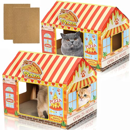 Tlence 2-Pack Pizza Shop Cat Houses