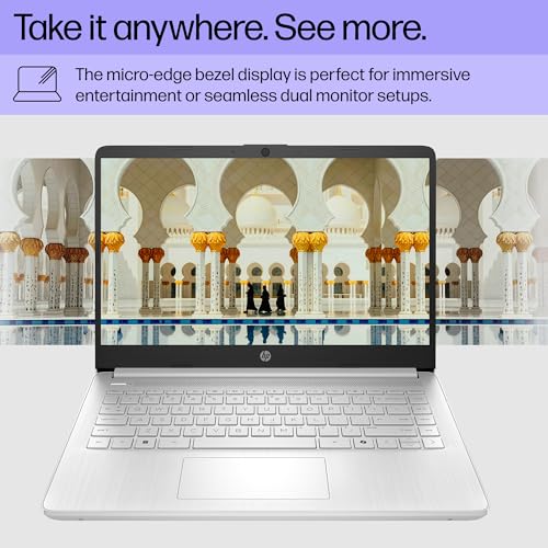 Image of HP 14 inch Laptop, HD Touchscreen Display, Intel Celeron N4500, 4 GB RAM, 64 GB eMMC, Intel UHD Graphics, Windows 11 Home in S Mode, Natural Silver, 14-dq3550nr
