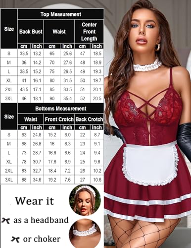 Avidlove Womens Maid Lingerie Sets French Maid Costume Plus Size Maid Outfit Babydoll Maid Dress thumb #5