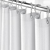 NEATERIZE Shower Curtain for Bathroom White - Hotel Style Shower Curtains with Waffle Design, 72x72 inches- Cloth Shower Curtain - Cortina de Baño