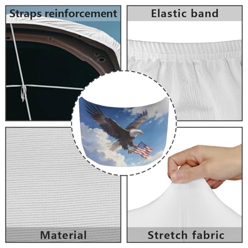Image of Car Hood Cover Easy to Install Fabric Hood Cover Eagle and American Flag Vehicles Decorate Engine Removable Automotive Accessories Suitable for Cars(59x39 Inch)