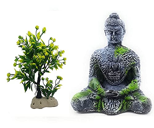 JAINSONS PET PRODUCTS Fish Tank Accessories Green Plants,Buddha plant Green Fish Tank Decorations, Aquarium Decor Plastic Plants and Buddha (Combo Pack),Pack of 2 (B09F6CSM9F) Amazon Price History, Amazon Price Tracker