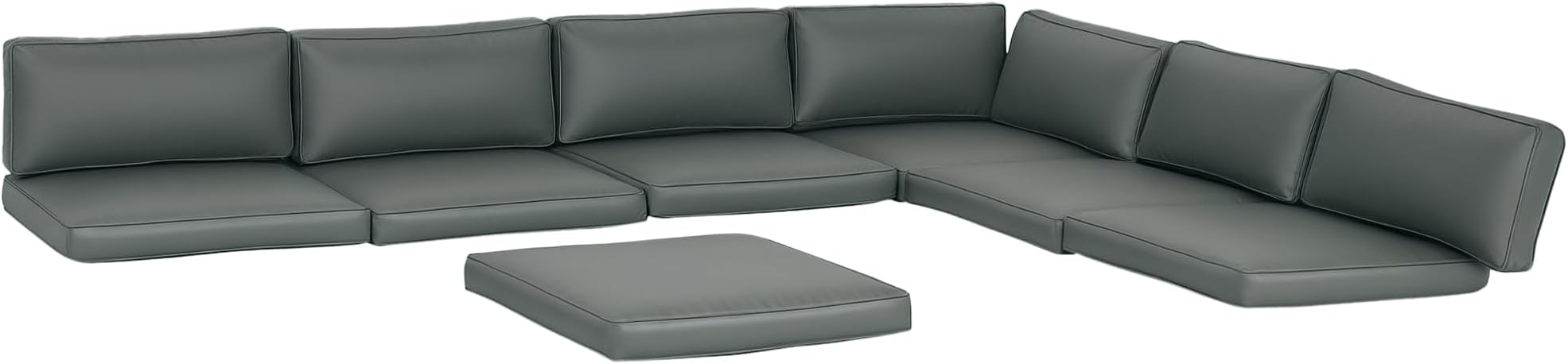 Replacement Cushions for Rattan Furniture - 14 Piece Outdoor Seat Pad Set with 7 Seat and 7 Back Pads for Patio Conversation Set, Grey
