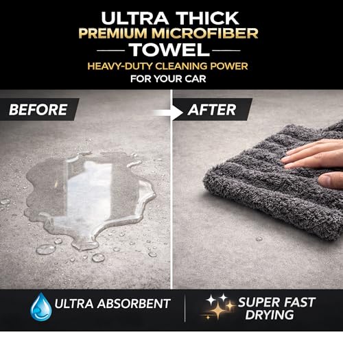 Image of Cutting EDGE 900 GSM - Pack of 1 - Microfiber Car Cleaning & Drying Towel (40 x 40 cm), Thick Soft Lint-Free & Streak-Free Super Absorbent Double Layer Cloth for Car & Bike (Grey)