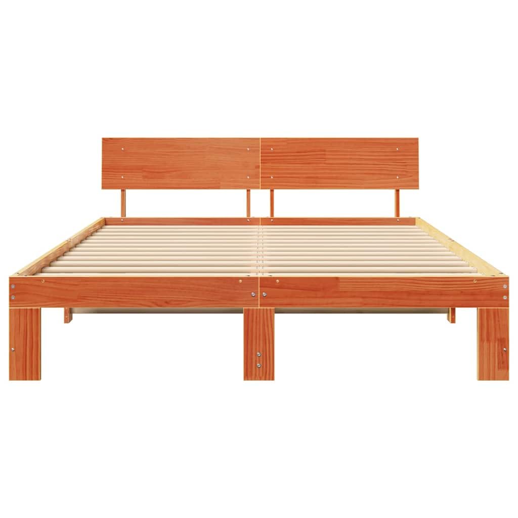 Lite drewno sosnowe minimalistyczny stelaż 25.4 Brązowy 160 x 200 cm