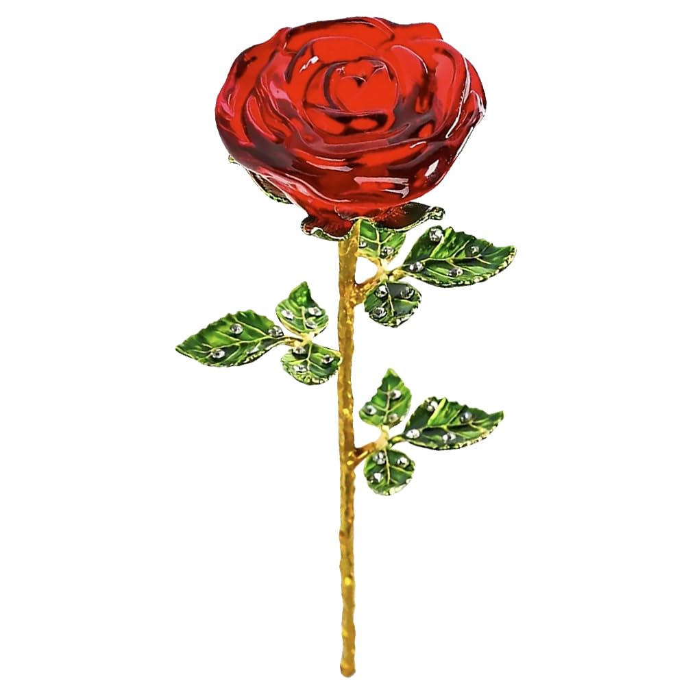 Magicherry Crystal Rose Flower Artificial Flowers Crystal Rose Bouquet Figurine Ornaments Home Table Centerpiece Decor for Christmas Anniversary Wedding, Red — image 1
