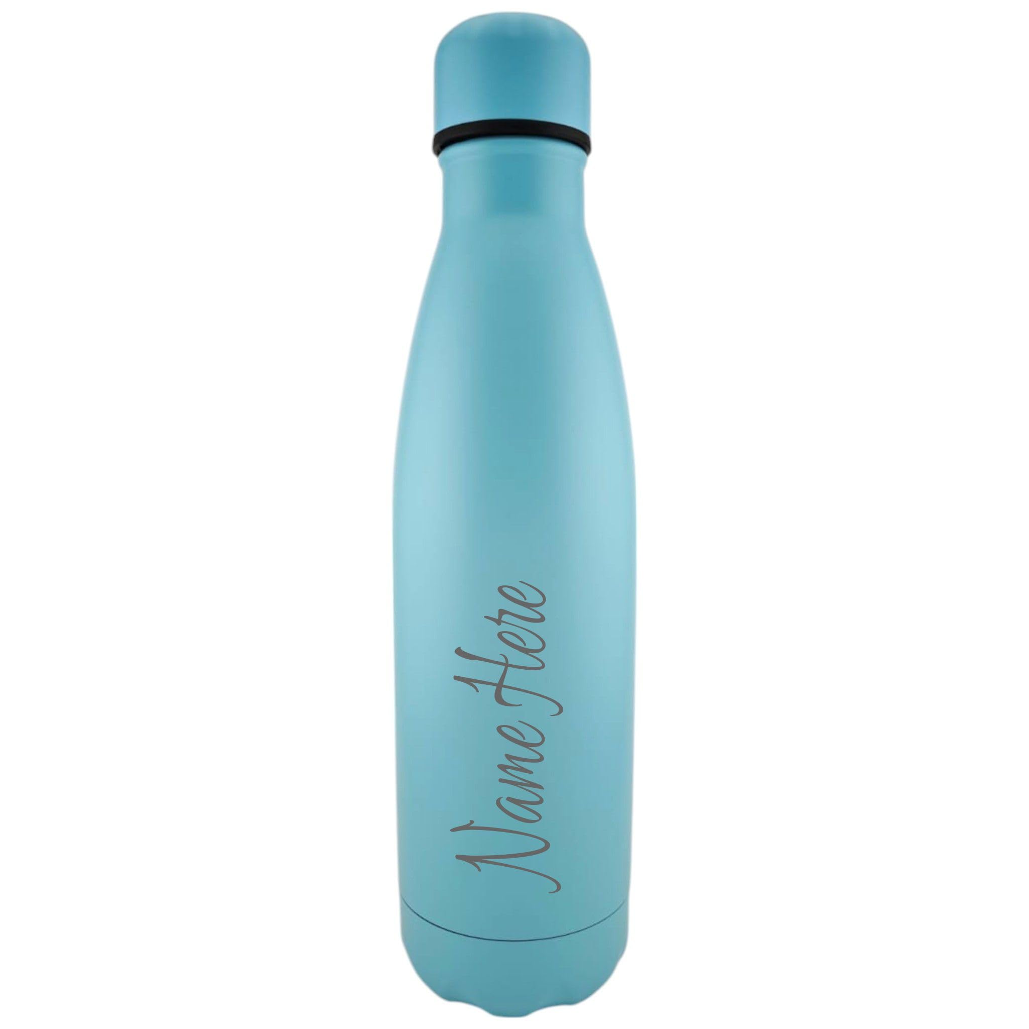 Personalised Engraved 500ml Insulated Water Bottle with Any Name Hot or Cold Drinks Selection of Colours (Light Blue)
