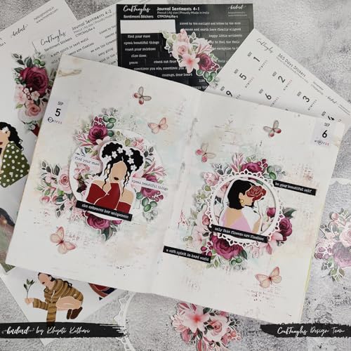 Image of CrafTangles Precut Journal Stickers (544 pcs) Peel and stick, Printed Scrapbooking Stickers,Stickers for Notebooks,Diary, Journal,Laptop, Mobiles Multicolored Printed Stickers