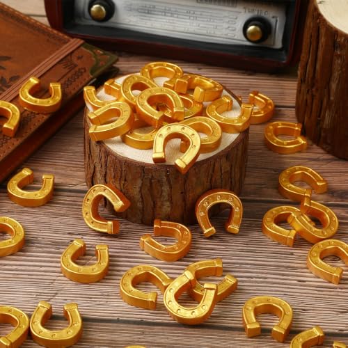 Image of JUNEBRUSHS 50 Pcs Gold Mini Resin Horseshoe Ornamentsfor Party, DIY Crafts