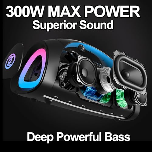 Image of OontZ Angle 3XL Ultra Gen 2 Bluetooth Speaker, 300W, Karaoke, Light Show | X-Bass, 16-hour playtime, 100-ft range, IPX6 protection, included karaoke mic and power bank