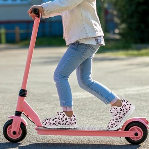 Kids Shoes, Boys Girls Sneakers Lightweight Athletic Walking/Running Tennis Shoes(Little Kid/Big Kid) Pink Leopard Pattern（White Sole）4
