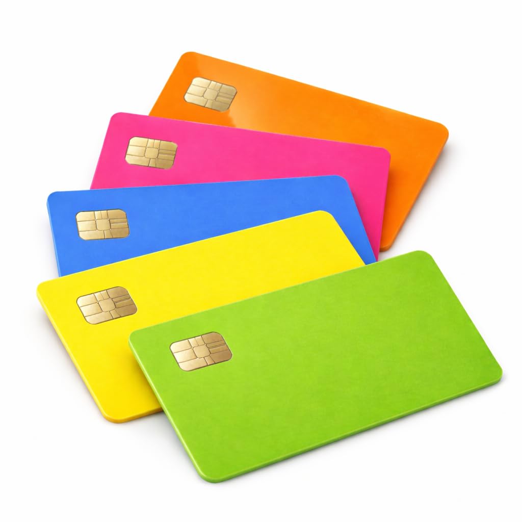 Debit Card Skin Set of 5 Decorative Neon Credit Card Stickers, Skin for Gift Card, Transportation Card, Durable, Bubble-Free & Easy to Apply