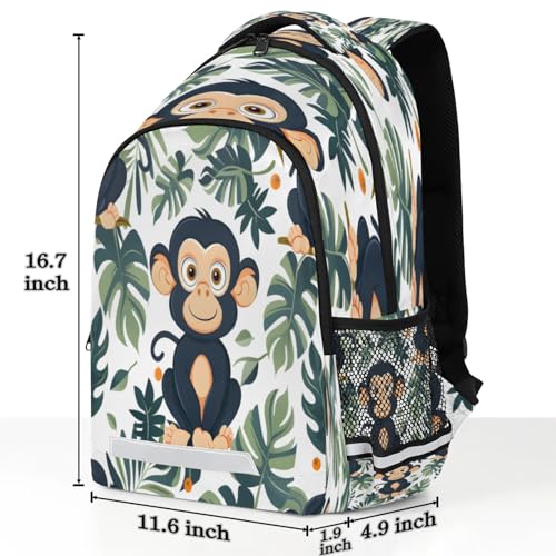 Tropical Tree Monkeys Backpack Bags Backpacks With Chest Strap And Adjustable Shoulder Strap For Sports Travel Casual Daypack2