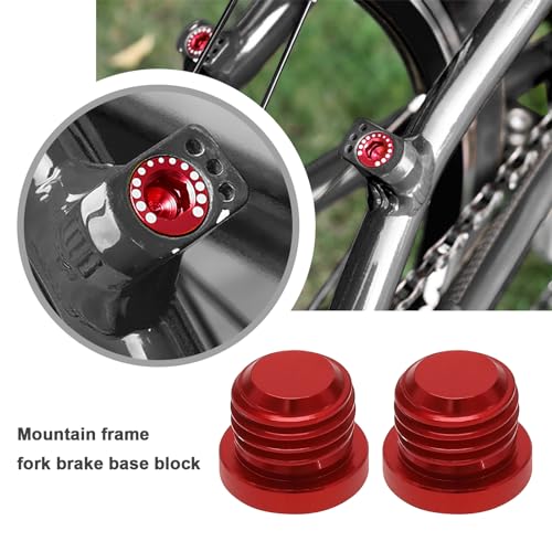 YINETTECH 4PCS Bycicle V Brake Hole Screw Bolt M10x1.25 Aluminum Alloy Bike Brake Screw for Mountain Bike Road Bike Cycling Replacement Component (2 Red & 2 Black) - Image 2