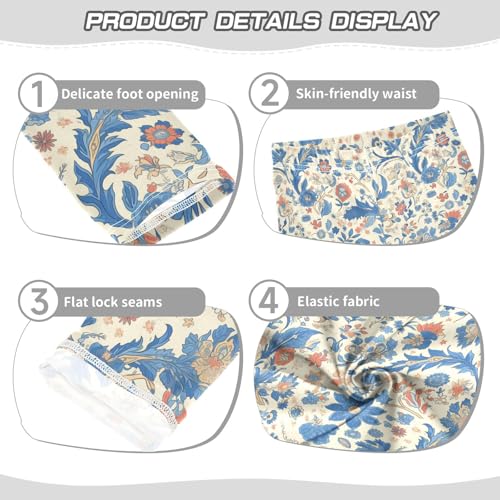 Paisley Watercolor Floral Pattern Tile Flowers Kids Girl's Cotton Pants Soft Full Length Yoga Pants Exercise3