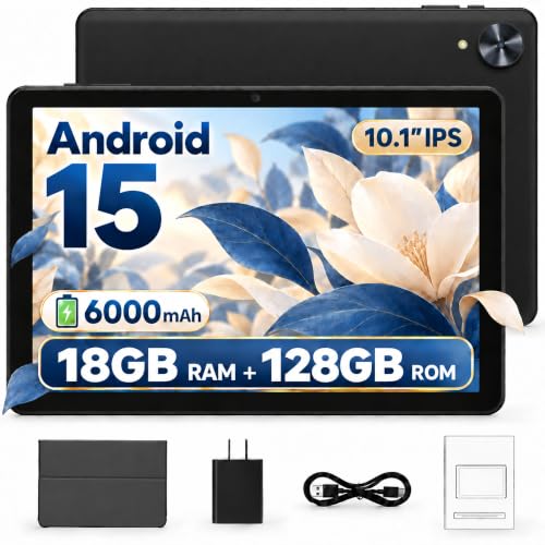 10.1-Inch Android 15 Tablet, GMS Certified, 18GB RAM, 128GB
