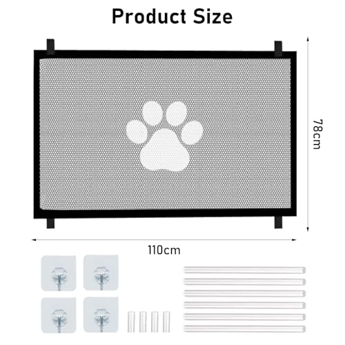 HENGBIRD Absperrgitter Hund Treppenschutzgitter Ohne Bohren TüRschutzgitter Ohne Bohren Tierschutzgitter 110 X 78 cm Geeignet für Eingang Balkon Bad Treppenhaus Zimmereingang