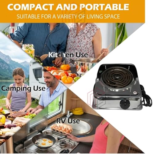 Image of Drumstone TopRated 𝟏𝟓𝐘𝐫 𝐖𝐚𝐫𝐫𝐚𝐧𝐭𝐲 699AID86 2000W Electric Hot Plate Single Burner, Copper Coil Fast Heating Cooktop with Heavy Switch, Portable Chrome Body Stove for Home Kitchen Cooking