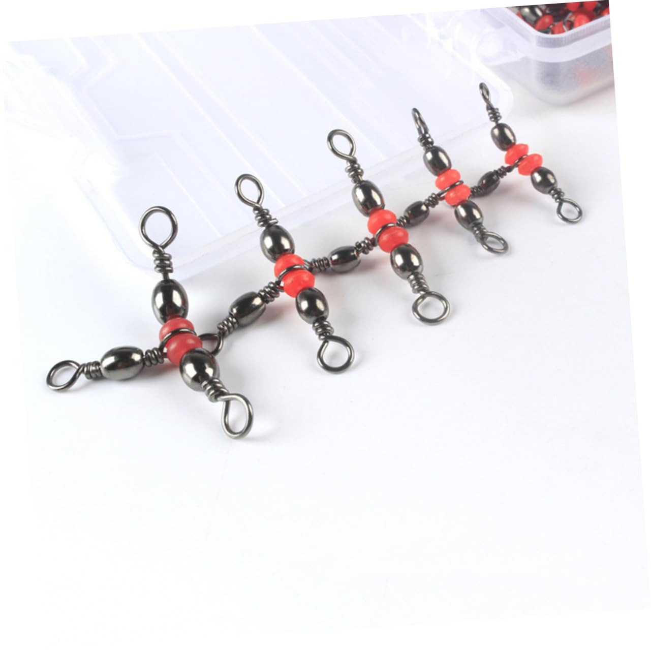 BESPORTBLE 2pièces Anneaux De Connexion Émerillon Triples pour Set De Tackle avec Boîte De Rangement Accessoires De Polyvalents Et