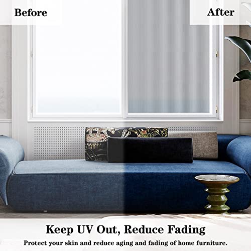 Concus-T Pinstripes Reflective Window Film Daytime Privacy Window Tinted Film Anti-Uv Solar Film Home Office Static Cling, Black Silver, 11.81 Inch X 6.5 Feet #TOP2