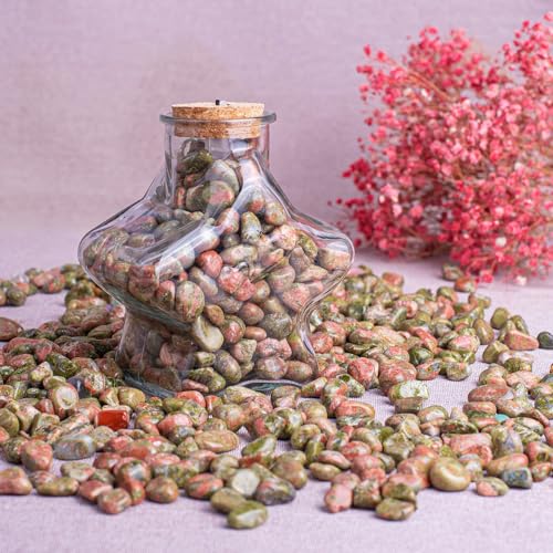 Image of Polished Unakite Crystal Stone Set - 72 Pcs, 0.5 inch 10 oz Handpicked Tumbled Gemstones Rocks, Pebbles for Reiki, Chakra, Healing, Home Decor