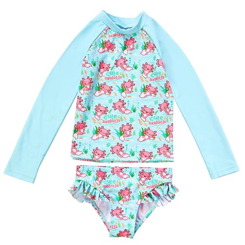 Image of Girls Swimsuit,Toddler Girls Bathing Suit Long Sleeve Rush Guard Swimwear,UPF 50+ Quick Dry Summer Beach Swimsuit