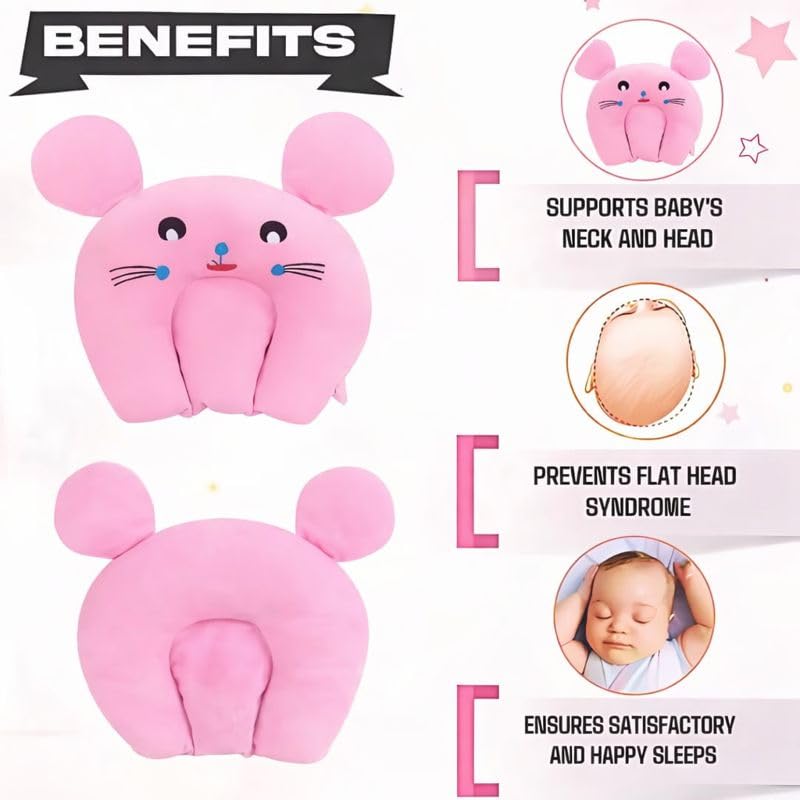 Image of Baby Pillow Combo Set for Newborns & Infants | Toddler Pillow Head Support Cushions with Plush Side Rollers for 0-12 Months