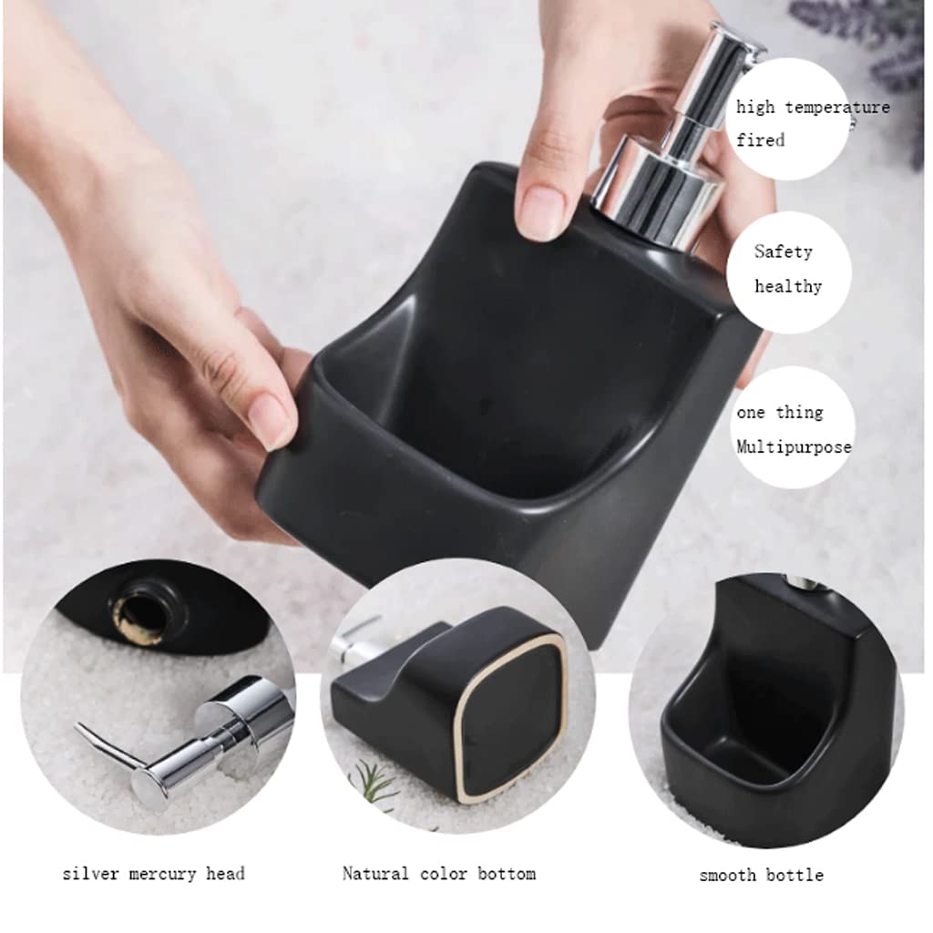 Recargable Dispensador de Jabón Líquido, Dispensador de Detergente, con Soporte de Esponja Almacenamiento y Organización en Mostrador 360ml/12.2oz Dispensadores