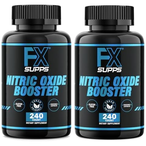 FX SUPPS Nitric Oxide Booster | Bodybuilding Pre Workout Pills for Men and Women (2 Pack of 240 Capsules) Boost Energy Pump & Vascularity | Muscle Builder Supplement with Arginine, Best for Athletes Cover