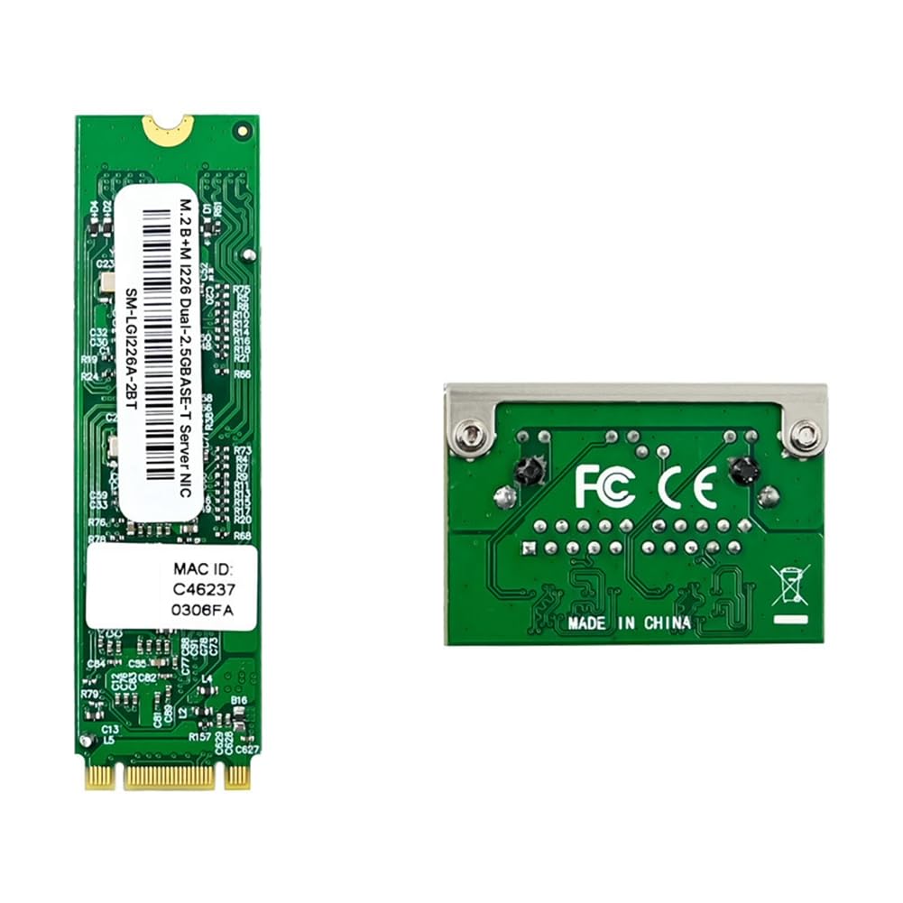 Scheda di Rete Adattatore M.2 B+ M Key I226-T2 con Doppia Porta Gigabit Ethernet di Industriale 2.5G.