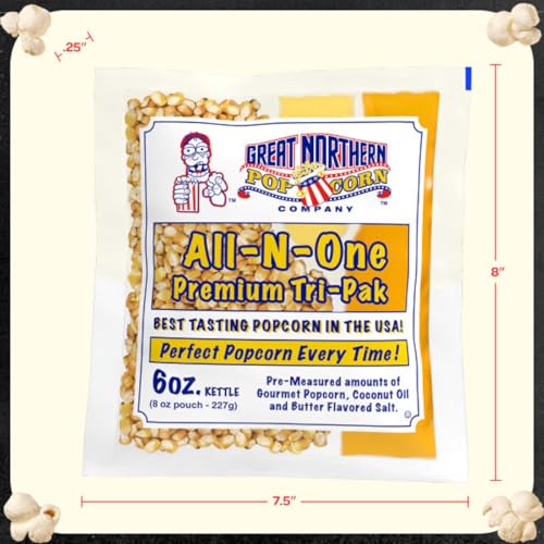 Image of Great Northern Popcorn 6 oz Movie Theater Style Popcorn Packs, 40 Case | Pre-Measured All-in-One Kernel, Butter Flavored Salt, and Coconut Oil Popcorn Packets for Popcorn Machines