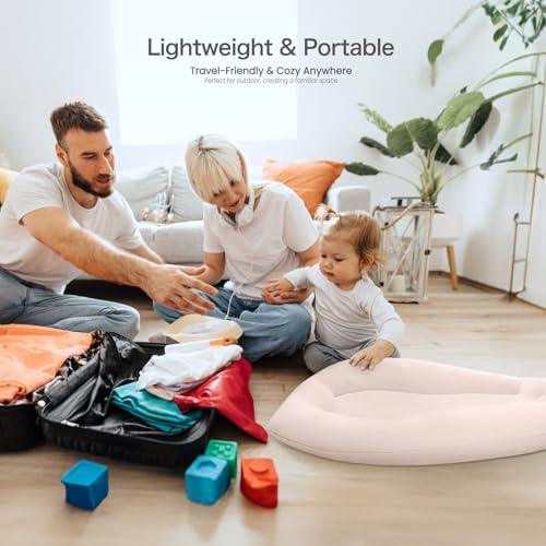 Image of Baby Lounger for Newborn: Skin-Friendly & Breathable | for 0-12 Months Infant Tummy Time Playtime & Diaper Changes - Portable & Lightweight Cushion for New Parents (Nude)