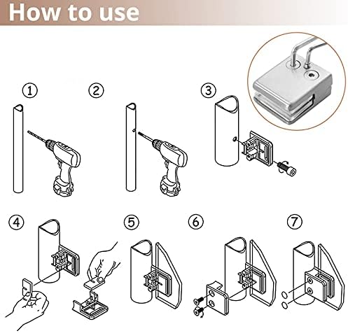 8 Pcs 6-8mm Glass Clamps, Kamtop Stainless Steel 304 Square Glass Clamp, Glass Clip Holder Adjustable Glass Bracket Flat Back for Balustrade Handrail Staircase Glazing, Polished