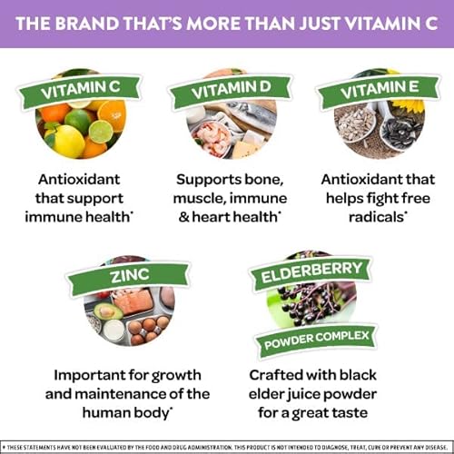 Airborne Elderberry + Zinc & Vitamin C Gummies For Adults, Immune Support Zinc Gummies With Powerful Antioxidants Vit C D & E - (50Ct), Delicious Elderberry Flavor (Pack Of 2) #TOP1