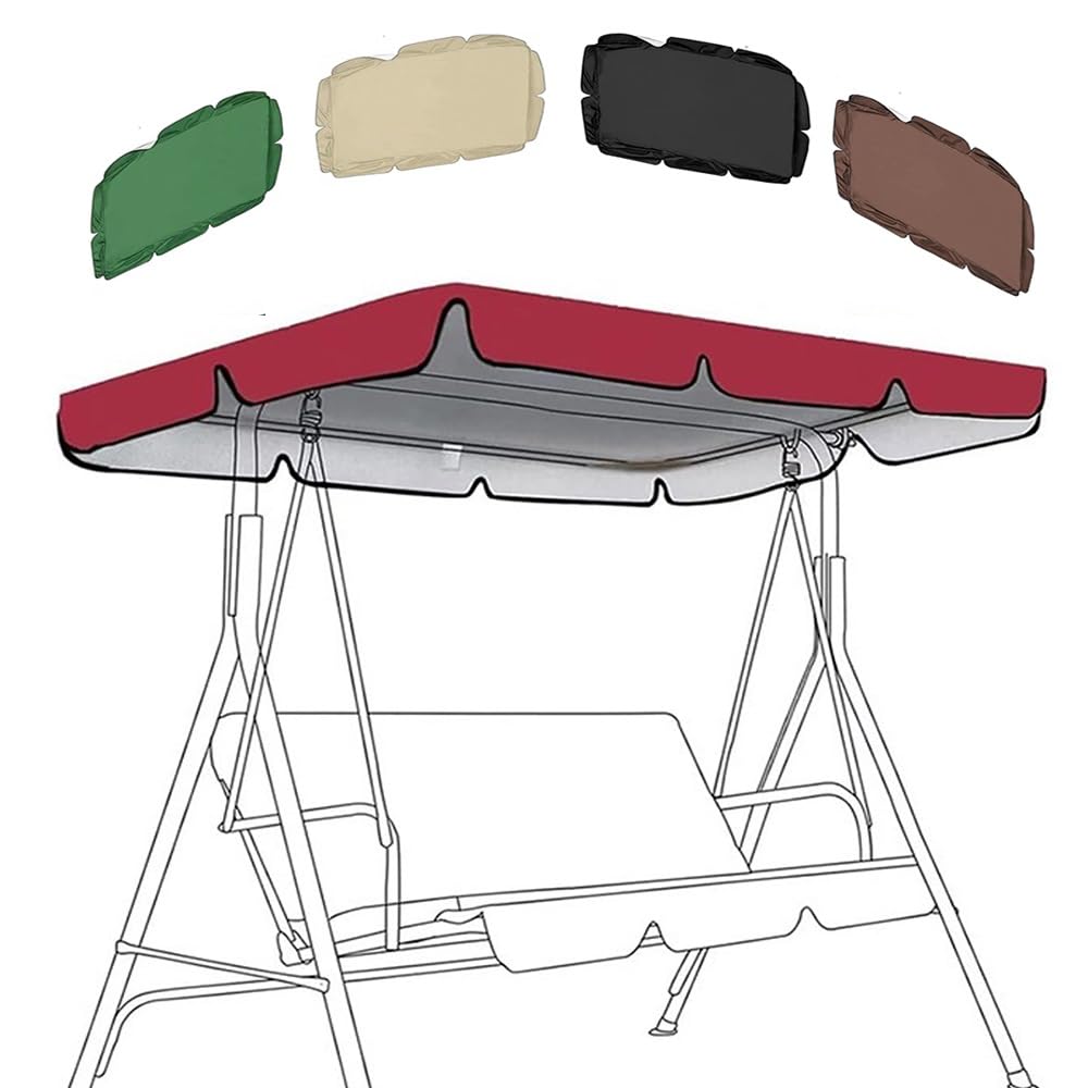 ZYXQQJ Outdoor Porch Swing Canopy 56×47in 65×45in 75×52in 77×49in 98×73in Garden Yard Patio Swing Cover 210D/420D/600D Oxford Cloth(Red,210D/164 * 114 * 15cm)