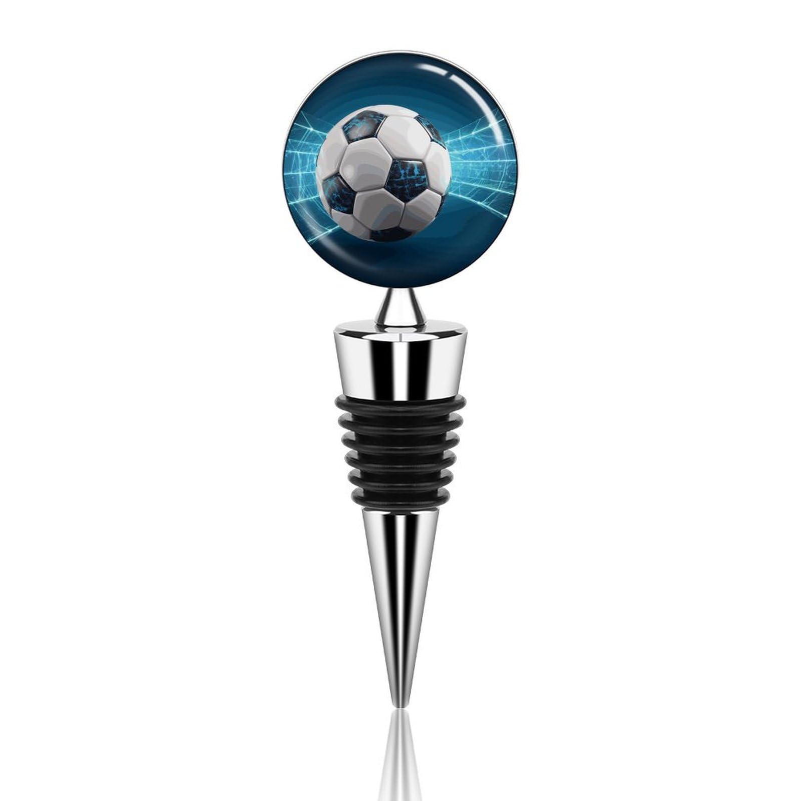 Bouchon de vin en alliage de zinc durable et silicone au design football élégant