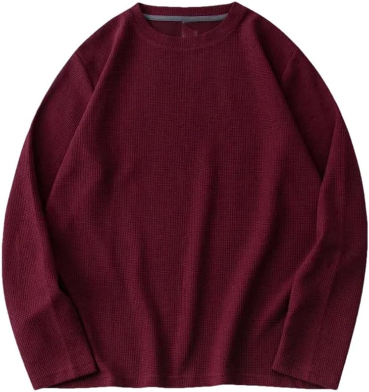 [keusyoi] 男性セーターメンズ長袖トレーナー男性ラウンドネックルーズ Tシャツトップ固体ベーシックシャツ男性冬服