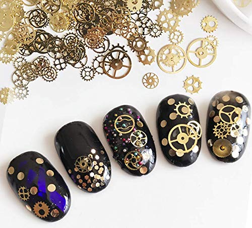 Metal Nail Sequins 3D Punk Time Gears Nail Studs Nail Art Decorations (Box-Packed)
