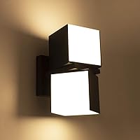 Vista 1 de LUTEC Cuba 3000K 1100LM LED Integrado Porche Pared Luz Exterior e Interior Dormitorio LED Pared Farol Sconce-Negro