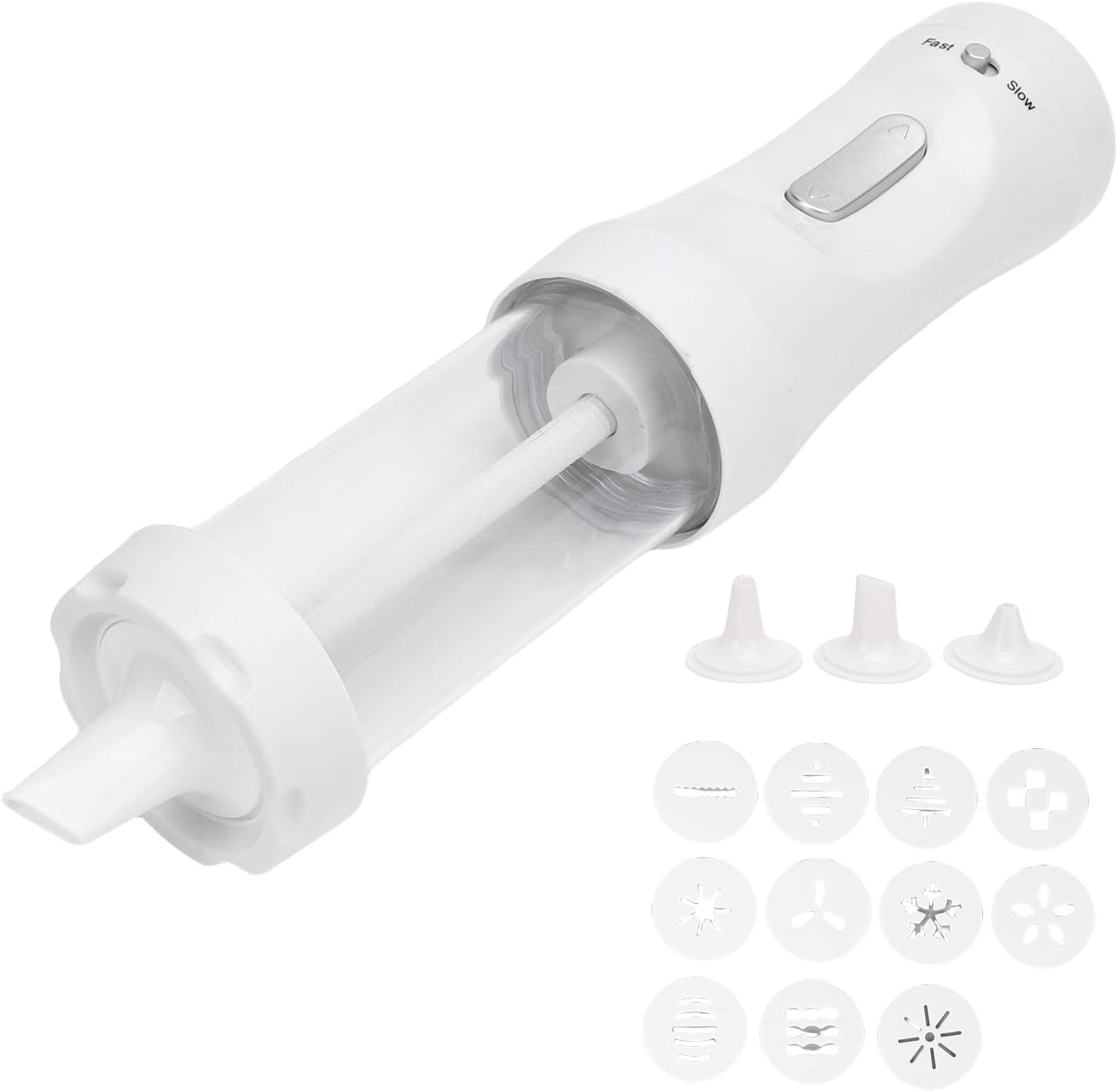 Cookie Press Set, 12 Discs and 4 Tips Electric Plastic Cookie Maker Machine for DIY Biscuit Maker, Cake Icing Decoration
