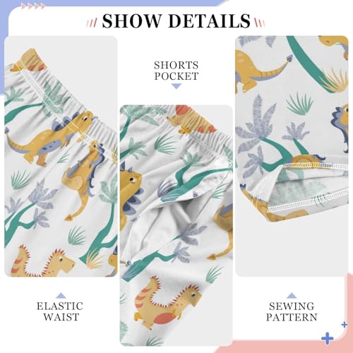 ZZXXB Cartoon Dinosaur and Tree Boys Long Pants Soft Trousers Elastic Waist Kids Lounge Bottoms with Pockets S-XL4