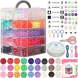 JULIMAIDONG 6500Pcs Pony Beads for Bracelets Making, Multi-Colored Rainbow Plastic Hair Large Beads for Hair Braids, 27 Colors Kandi Friendship Bracelet Bead Jewelry Making Kits for Craft